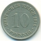 Германия, 10 пфеннигов 1915 год D