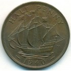 Великобритания, 1/2 пенни 1940 год