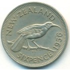 Новая Зеландия, 6 пенсов 1956 год