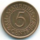 Маврикий, 5 центов 1987 год (UNC)