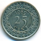 Суринам, 25 центов 1989 год (UNC)