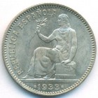 Испания, 1 песета 1933 год (UNC)