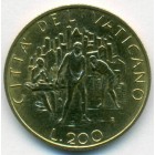 Ватикан, 200 лир 1989 год (UNC)