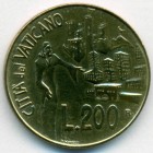Ватикан, 200 лир 1991 год (UNC)