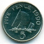 Гернси, 5 пенсов 1990 год (UNC)
