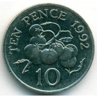 Гернси, 10 пенсов 1992 год (UNC)