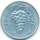 Италия, 5 лир 1949 год