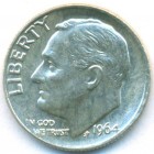 США, 10 центов 1964 год (AU)