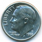 США, 10 центов 1988 год D (AU)