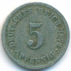 Германия, 5 пфеннигов 1876 год A