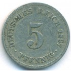 Германия, 5 пфеннигов 1897 год A