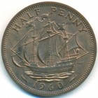Великобритания, 1/2 пенни 1960 год (UNC)