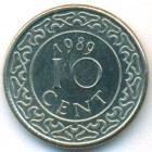 Суринам, 10 центов 1989 год (UNC)