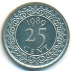 Суринам, 25 центов 1989 год (UNC)