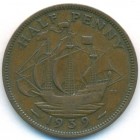 Великобритания, 1/2 пенни 1939 год