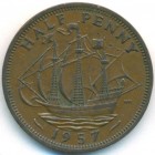 Великобритания, 1/2 пенни 1957 год