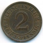 Веймарская республика, 2 рейхспфеннига 1924 год J