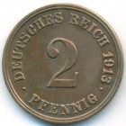 Германия, 2 пфеннига 1913 год E