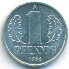 ГДР, 1 пфенниг 1986 год (UNC)
