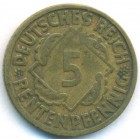 Веймарская республика, 5 рейхспфеннигов 1924 год J