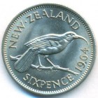 Новая Зеландия, 6 пенсов 1964 год (UNC)