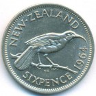 Новая Зеландия, 6 пенсов 1964 год (AU)