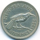 Новая Зеландия, 6 пенсов 1956 год