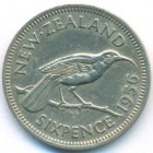 Новая Зеландия, 6 пенсов 1956 год