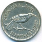 Новая Зеландия, 6 пенсов 1957 год
