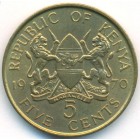Кения, 5 центов 1970 год (UNC)