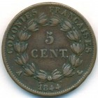Французские колонии, 5 сантимов 1844 год