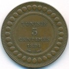 Тунис, 5 сантимов 1891 год (AU)