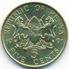 Кения, 5 центов 1991 год (UNC)