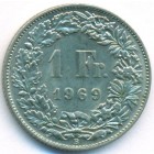 Швейцария, 1 франк 1969 год (AU)