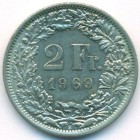 Швейцария, 2 франка 1969 год (AU)