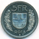 Швейцария, 5 франков 2015 год (AU)
