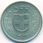 Швейцария, 5 франков 1968 год (AU)