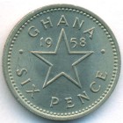 Гана, 6 пенсов 1958 год (UNC)
