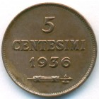 Сан-Марино, 5 чентезимо 1936 год