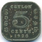 Цейлон, 5 центов 1920 год