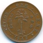 Цейлон, 1 цент 1943 год