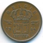 Бельгия, 20 сантимов 1954 год