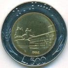 Италия, 500 лир 1992 год (UNC)