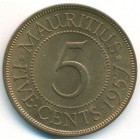 Маврикий, 5 центов 1957 год (UNC)