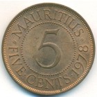 Маврикий, 5 центов 1978 год (UNC)