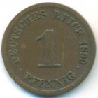 Германия, 1 пфенниг 1899 год G