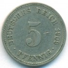 Германия, 5 пфеннигов 1909 год A