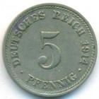 Германия, 5 пфеннигов 1914 год D