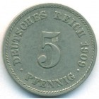Германия, 5 пфеннигов 1909 год E