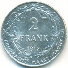 Бельгия, 2 франка 1912 год (AU)